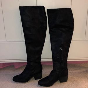 Report Black Suede Over the Knee Boots